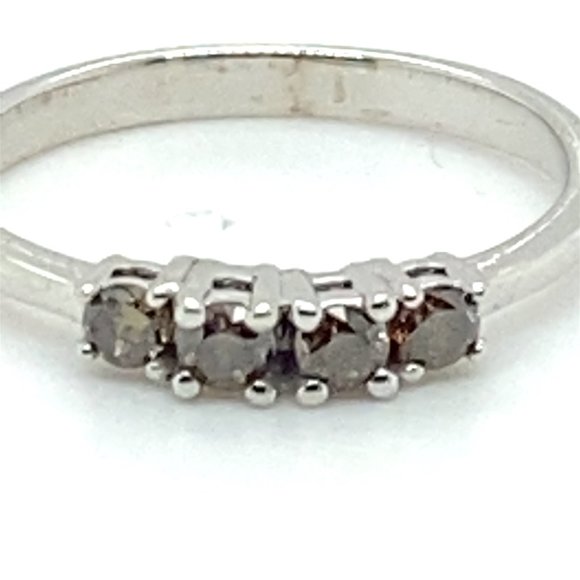 Fancy Colored Diamonds .12ct Solid 14K White Gold Ring - Picture 7 of 7